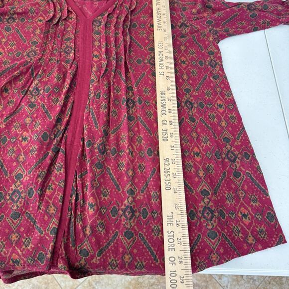 Lucky Brand Boho Aztec Print V-Neck Top Sz 3X Red Multi Rayon Casual Office - Picture 9 of 10